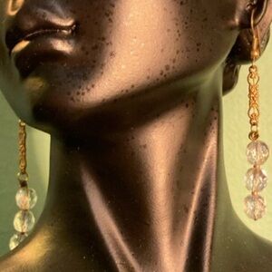 MDM Original | Handmade Brass & Vintage Czech Fire Polished Bead Dangle Earrings